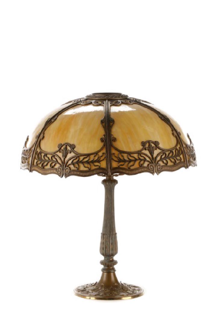 American Art Nouveau Style Slag Glass Table Lamp (1 of 7)
