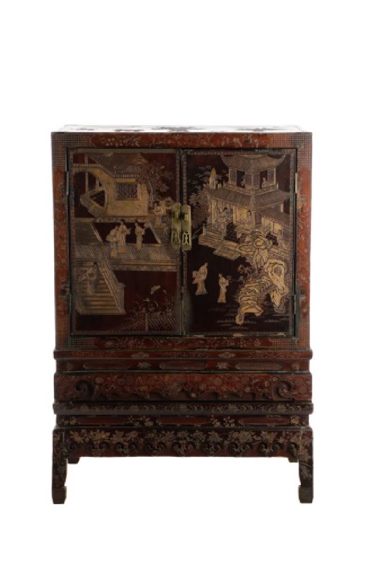 Carved Chinoiserie Motif Rosewood Cabinet on Stand (1 of 8)