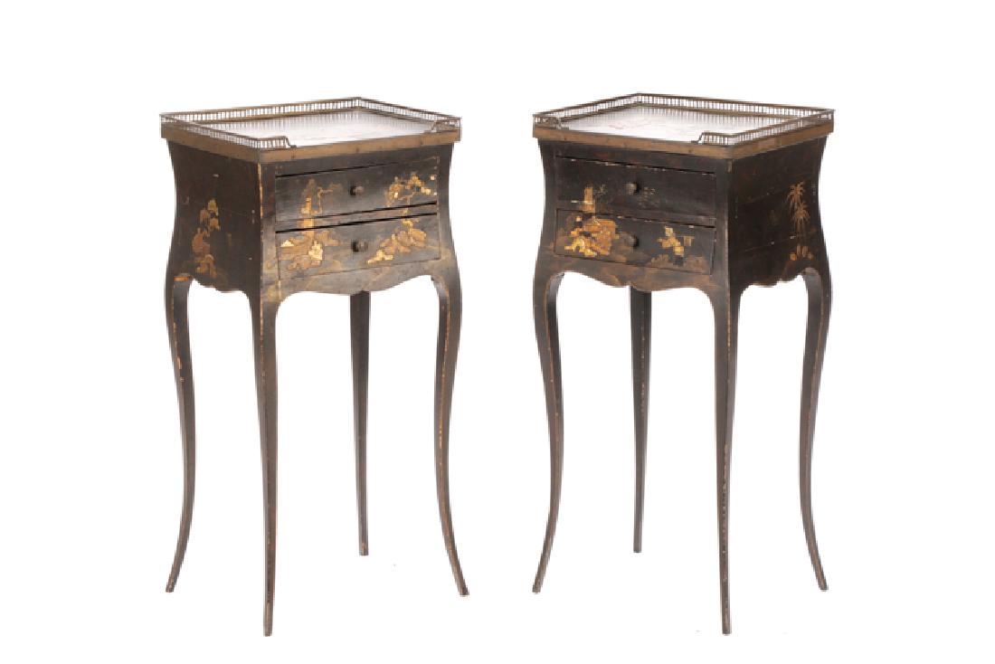 Pair, French Lacquered Chinoiserie Night Stands (1 of 9)