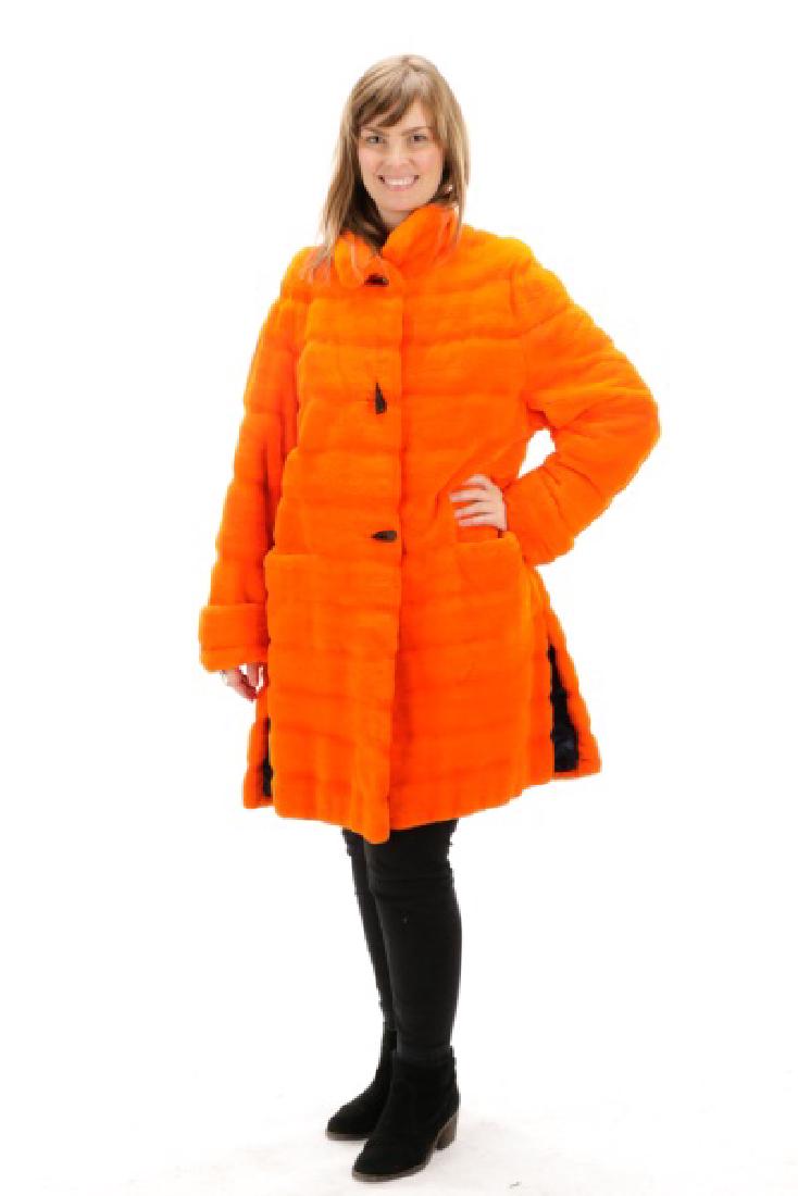 Saks Fifth Avenue Orange Chinchilla Fur Coat (1 of 9)