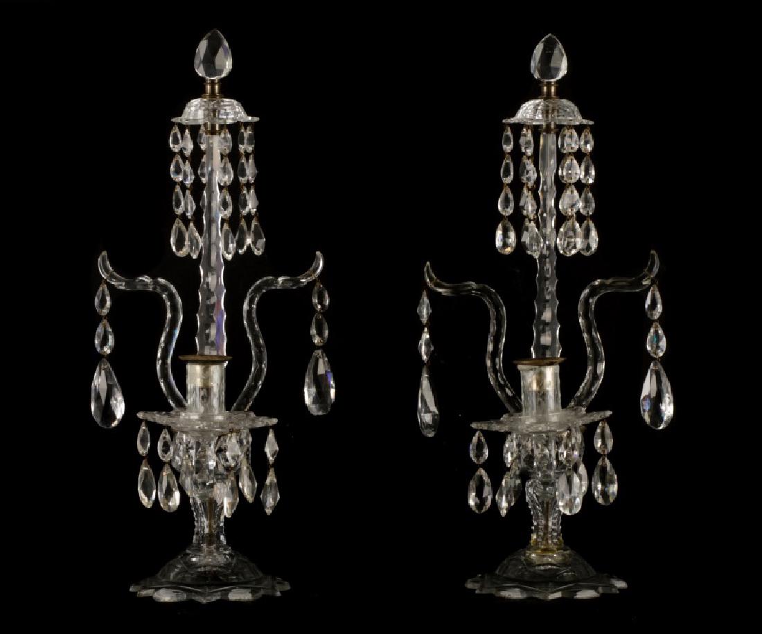 Pair Anglo Irish Cut Glass Table Lights, 18th C (1 of 7)