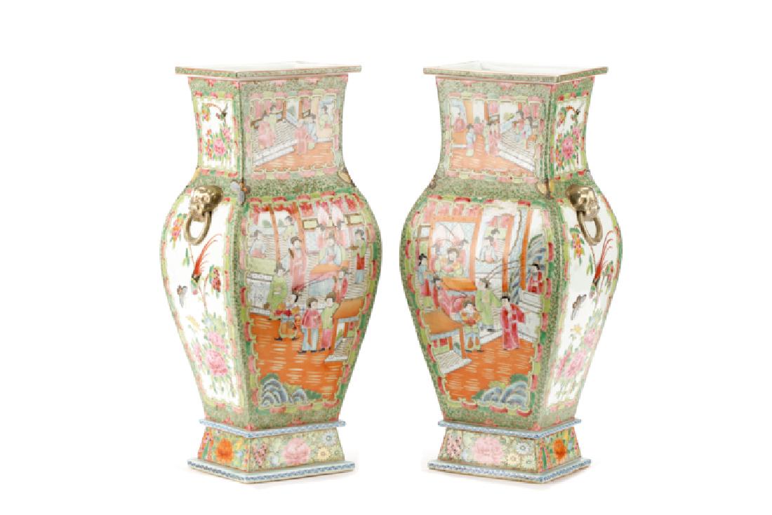 Pair of Large Chinese Rose Medallion Vases, 19" (1 of 10)