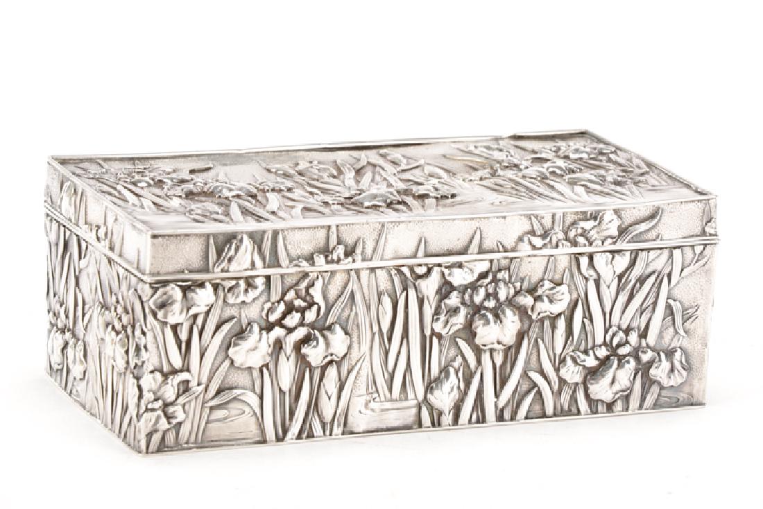 Japanese Silver Dresser Box with Irises (1 of 8)
