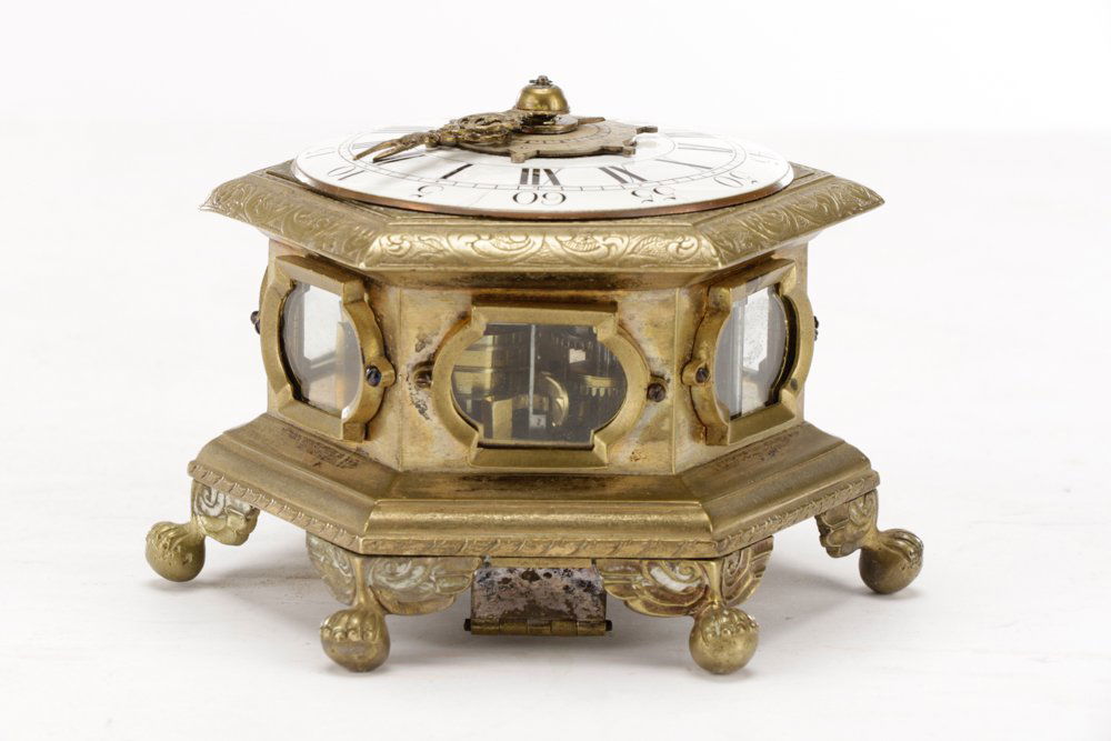 German Horizontal Striking Table Clock, 18th C. (1 of 9)