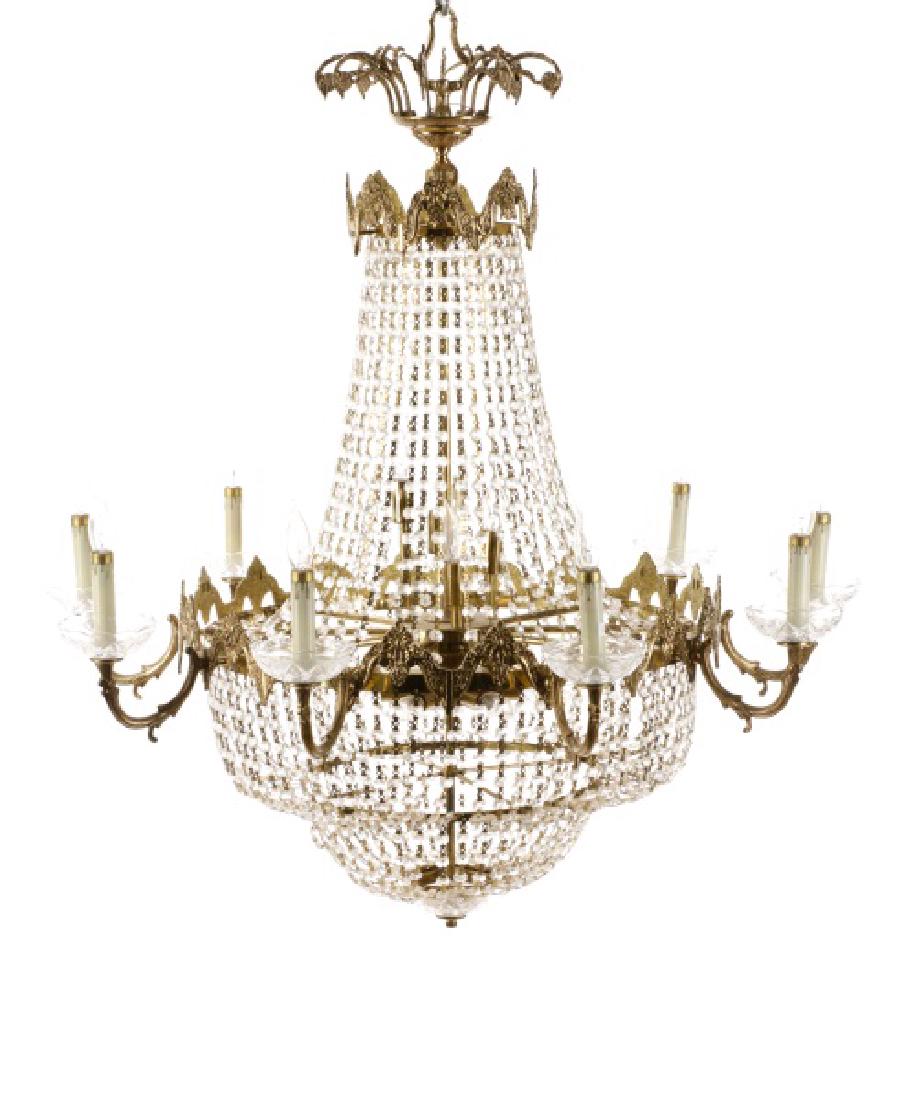 Empire Style Gilt and Crystal Basket Chandelier (1 of 1)