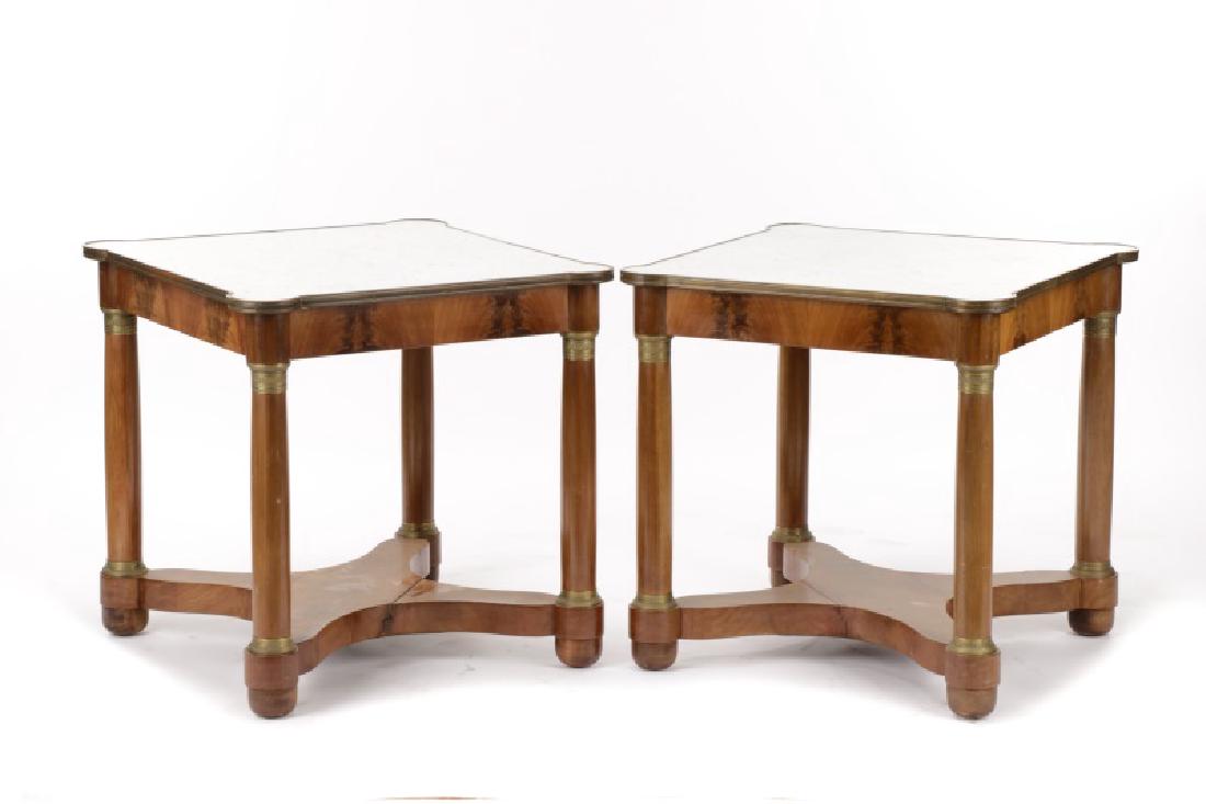Pair, Empire Style Walnut & Marble Side Tables (1 of 7)