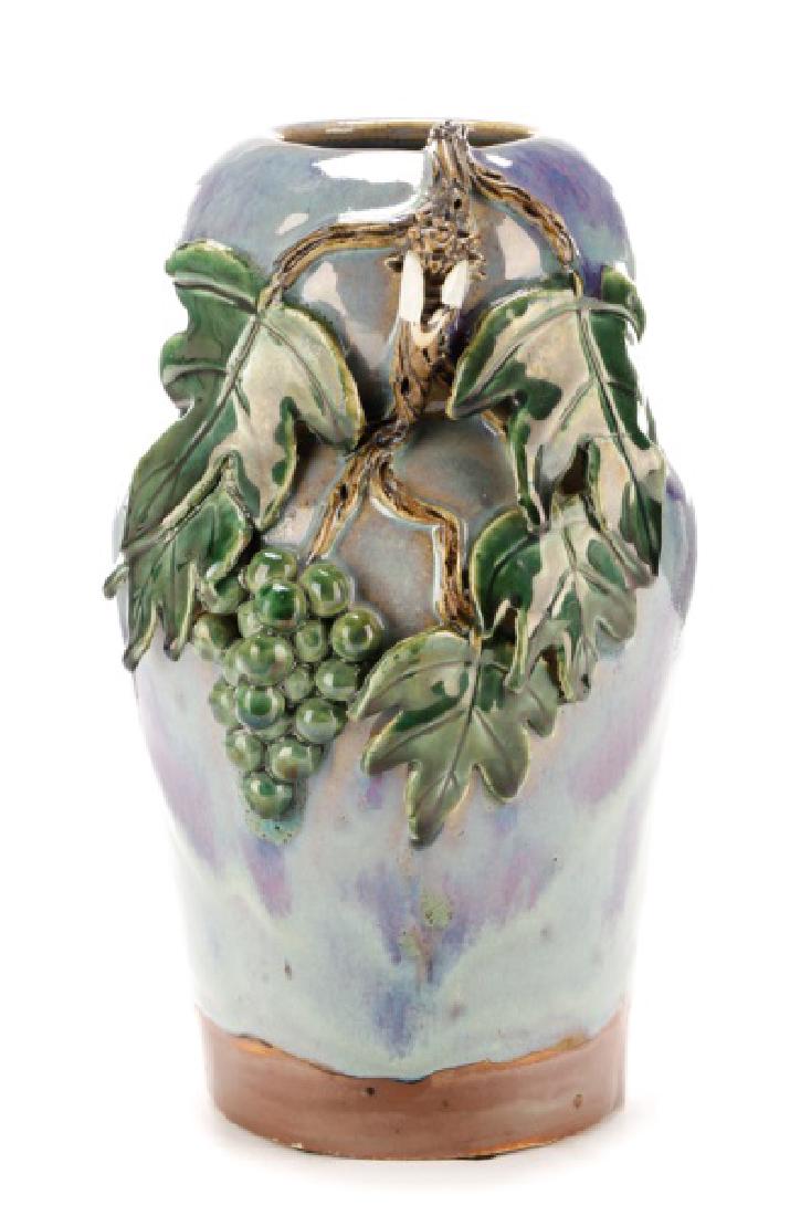 Large Unusual Sumida Gawa Vase with Cicada, Signed (1 of 7)
