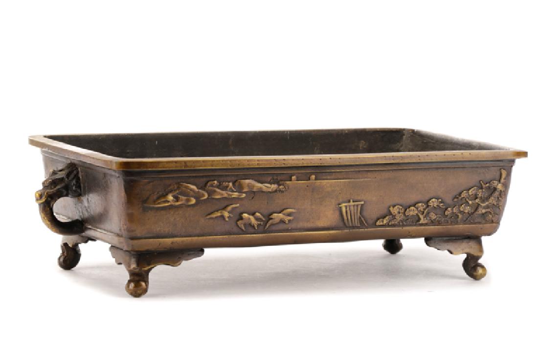 Early 20th C. Japanese Bronze Hibachi, Signed (1 of 9)