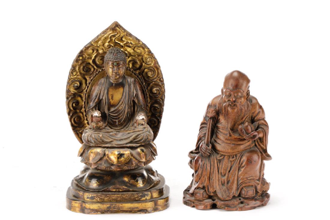 Two Chinese Carved Wood Buddhistic Figures (1 of 7)