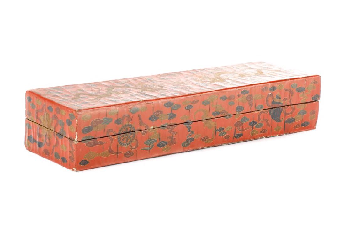 Chinese Red Lacquered Calligraphy Box with Dragons (1 of 10)