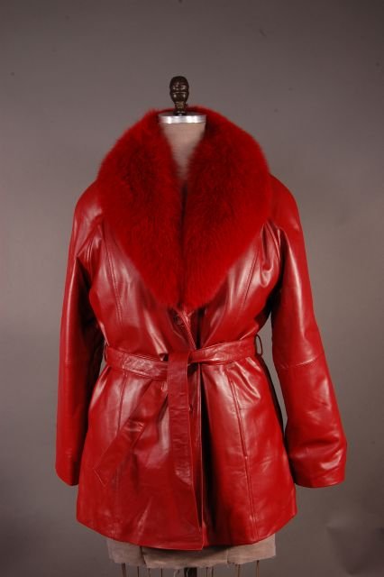 Turning Heads Oh so Soft Red Leather Belted Stroller: Turning Heads Oh so Soft Red Leather Belted Stroller with Removable Red Fox Collar. Size XL. Retail price of $895!