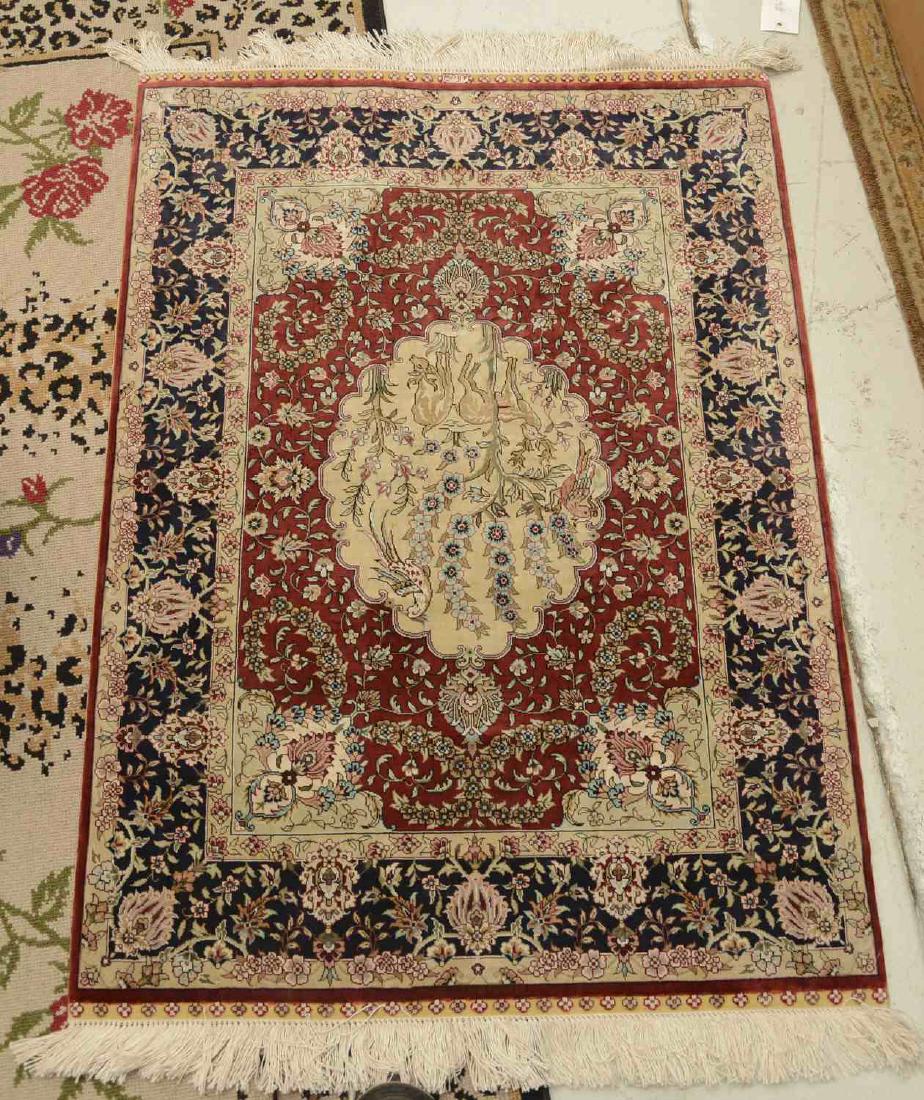 Persian silk rug with signature (1 of 7)