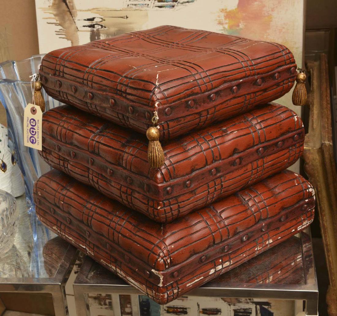 Italian painted wood stacked pillow stool (1 of 6)