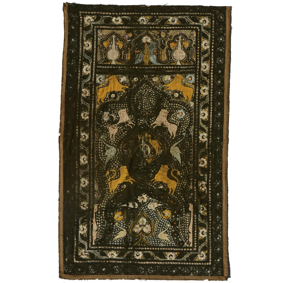Indo-Persian embroidered silk tapestry (1 of 6)