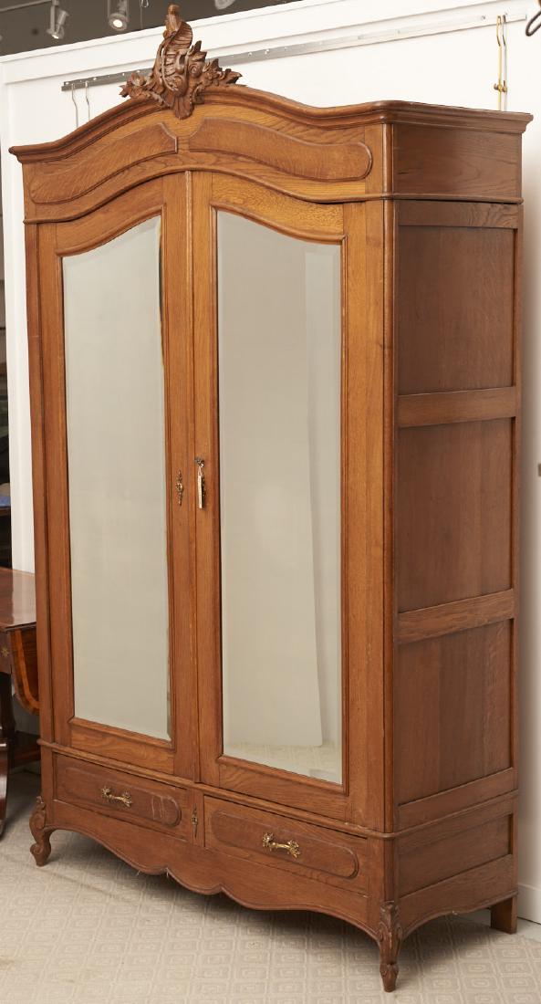 Antique French carved oak wardrobe (1 of 6)