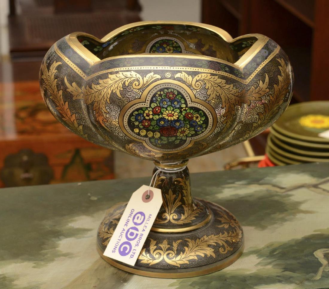 Haida Bohemian gilt, enameled glass compote (1 of 8)