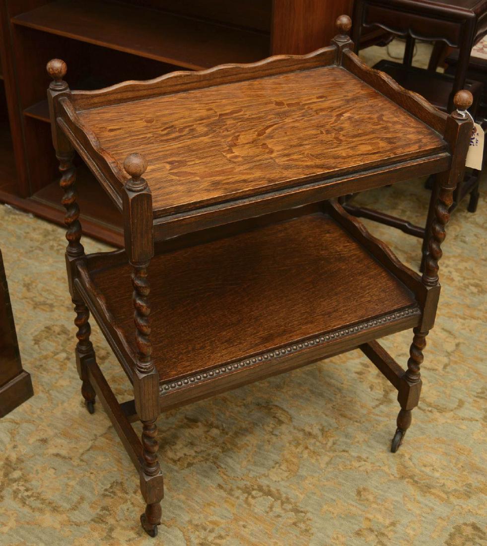 English oak barley twist tea cart (1 of 5)