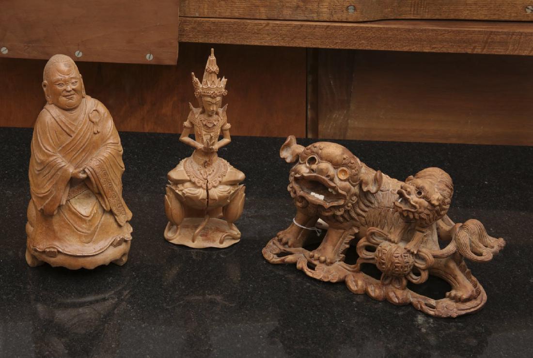 (3) Chinese, Southeast Asian wood carvings (1 of 12)