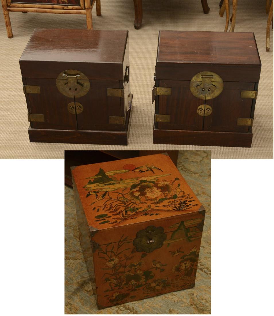 (3) Chinese hardwood and painted chests (1 of 10)