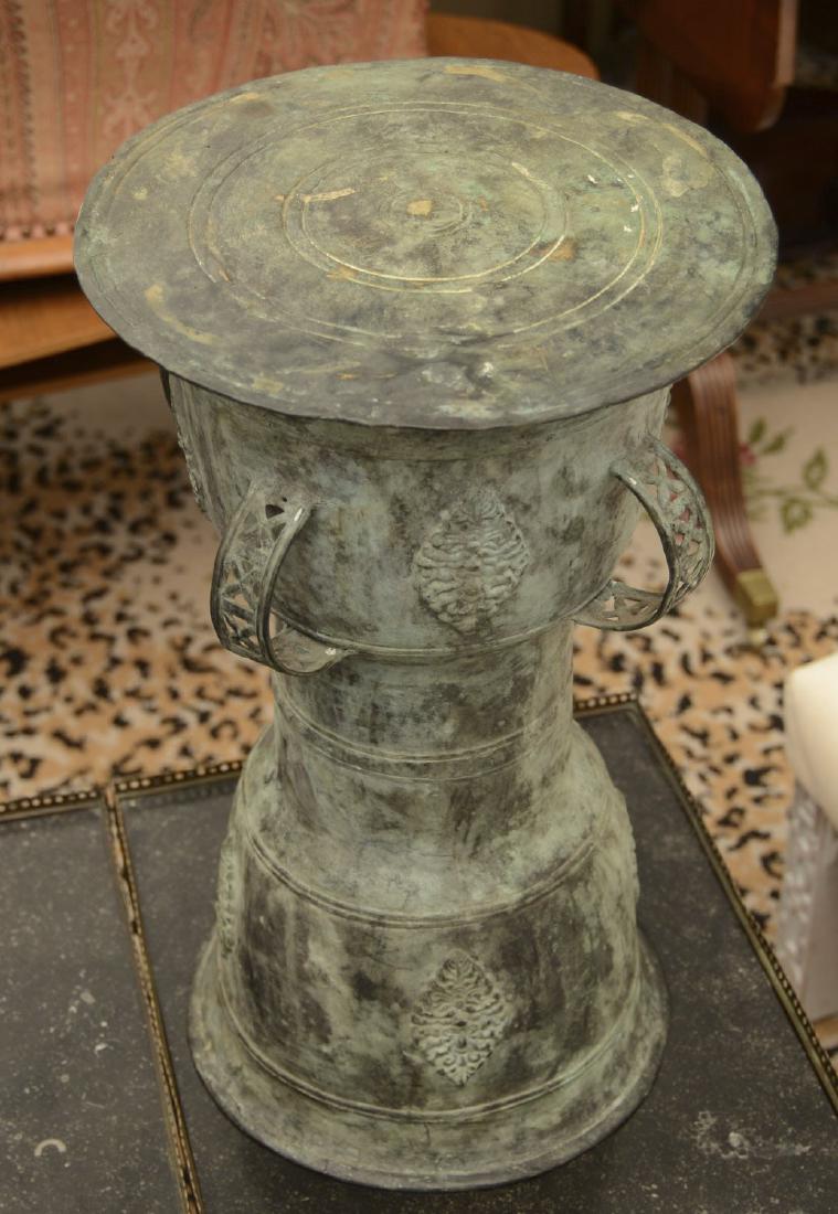 Cambodian style patinated bronze rain drum (1 of 6)