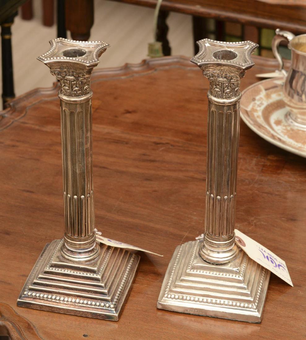 English sterling silver column candlesticks (1 of 6)