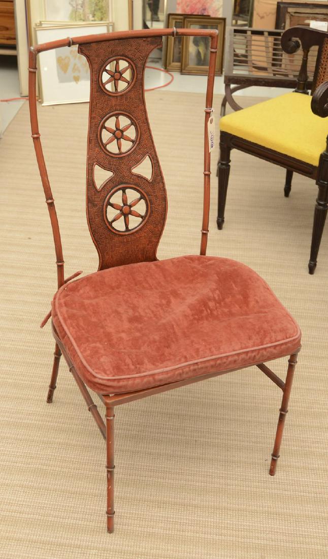 Designer enameled steel Chinoiserie side chair (1 of 7)