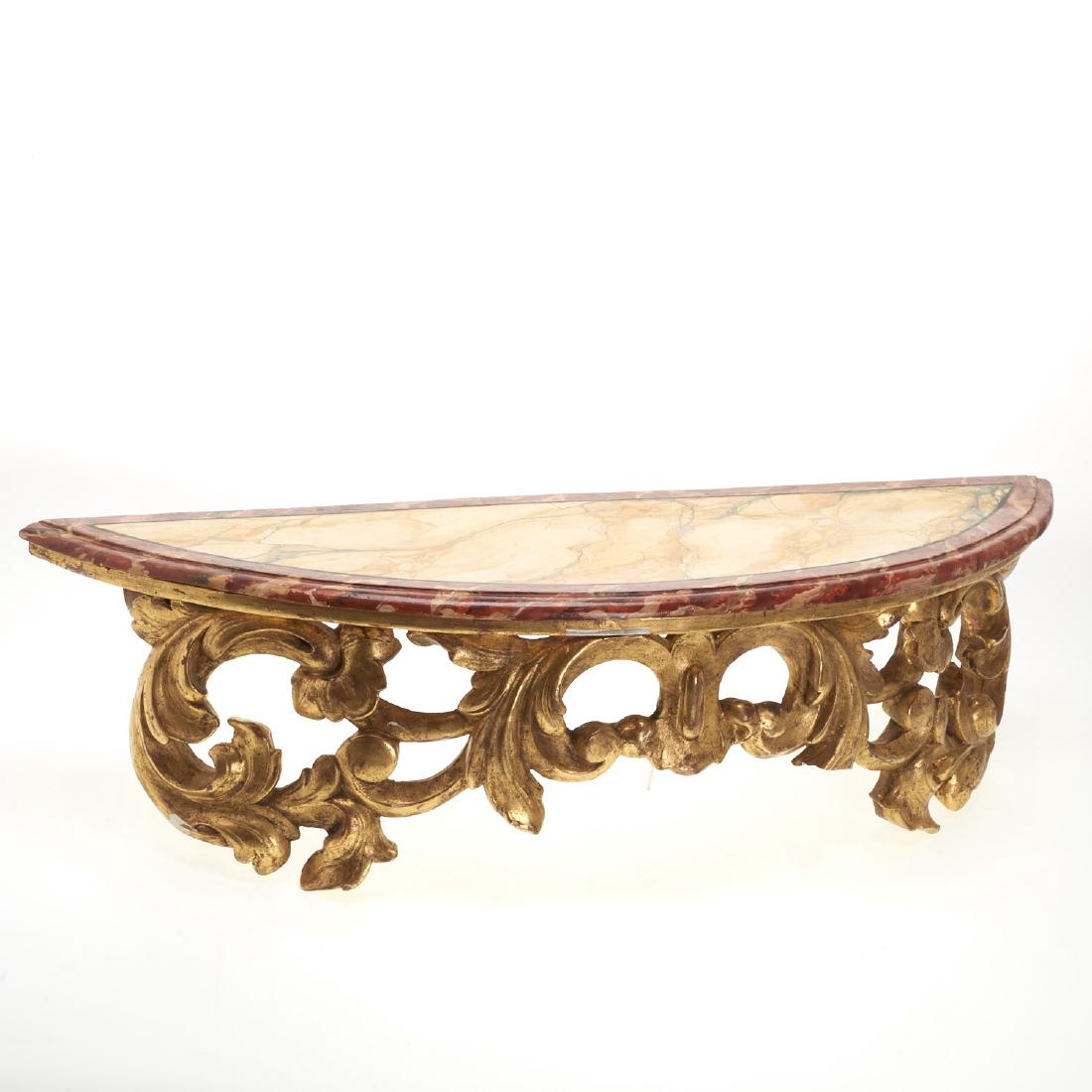 Italian carved giltwood, faux painted wall shelf (1 of 6)