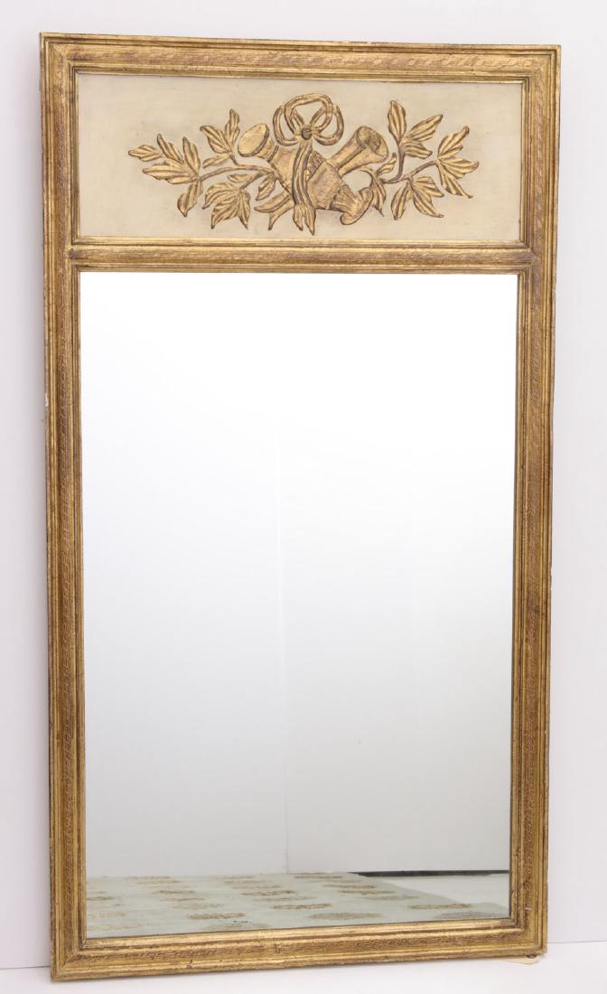Italian gilt and painted trumeau style mirror (1 of 3)