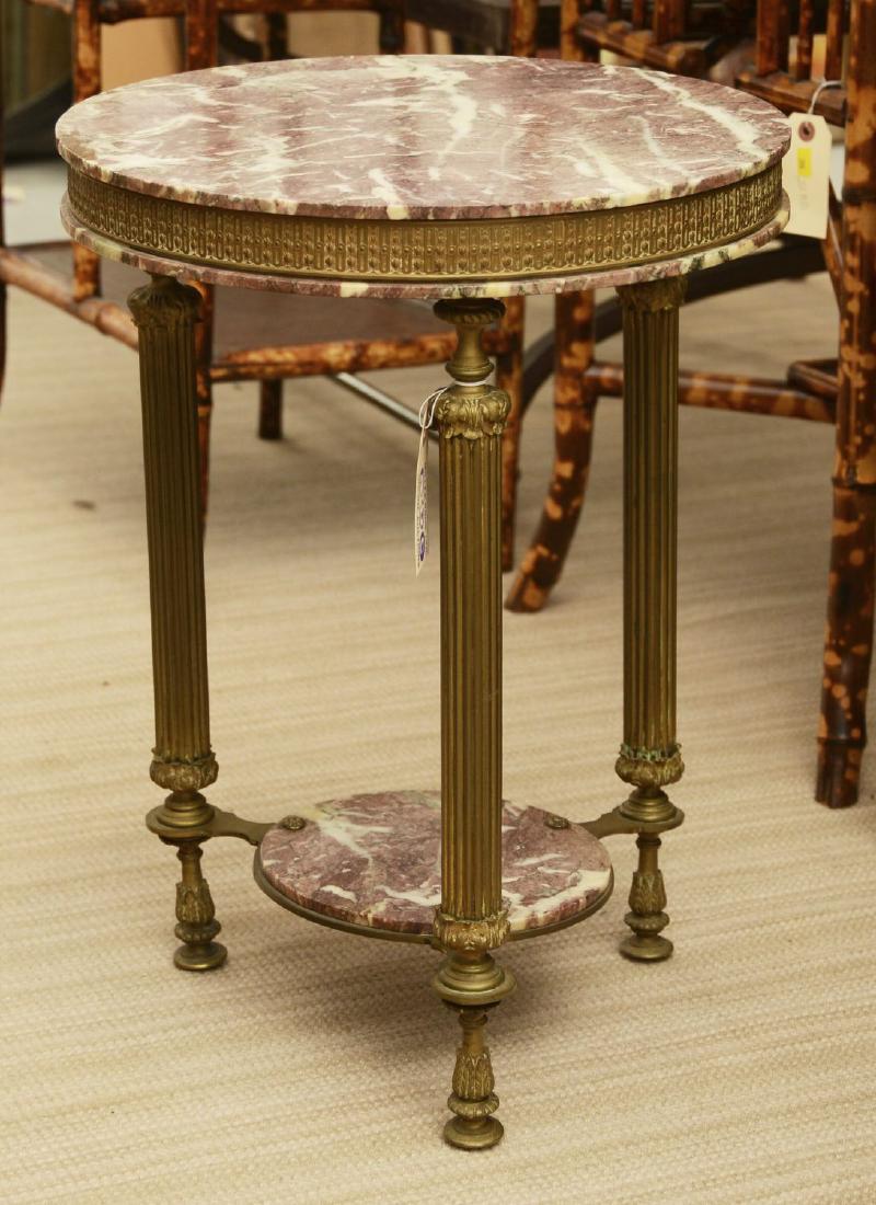 Louis XVI style marble top bronze side table (1 of 7)