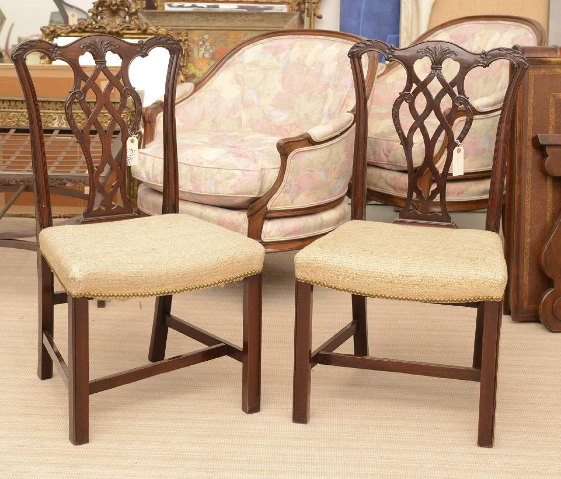 Pair mahogany Chippendale style side chairs (1 of 5)