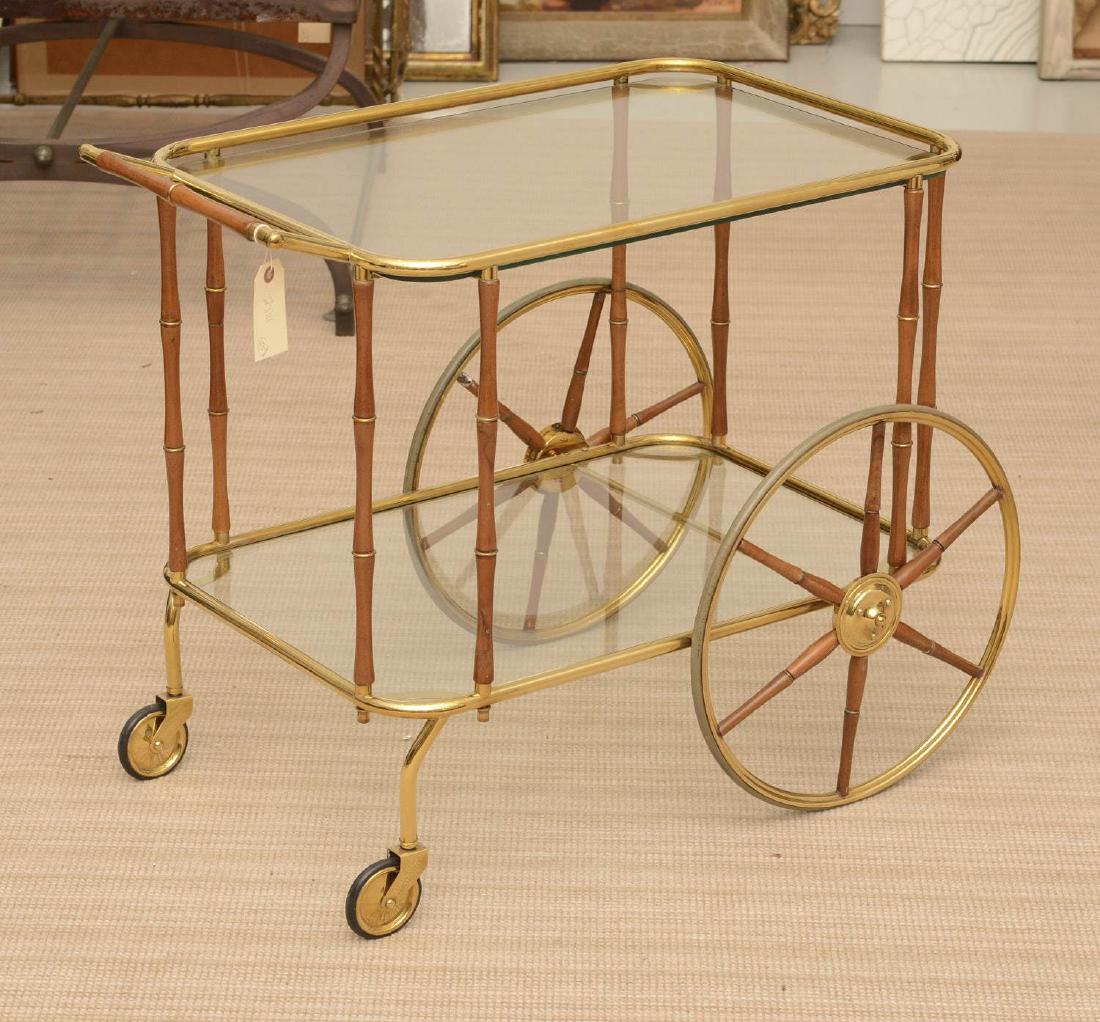 Mid-Century Italian brass, walnut bar cart (1 of 6)