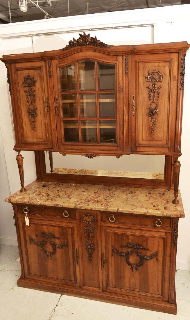 Belle Epoque marble top walnut buffet (1 of 10)