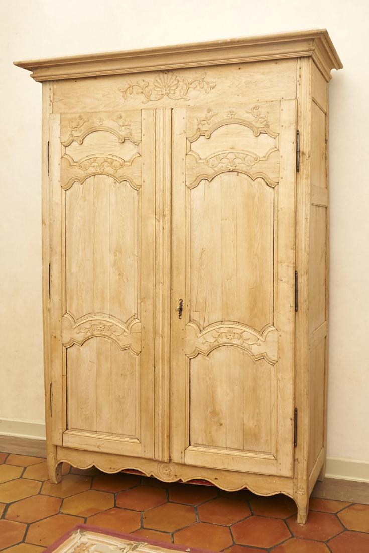 Provincial French carved bleached oak wardrobe (1 of 10)