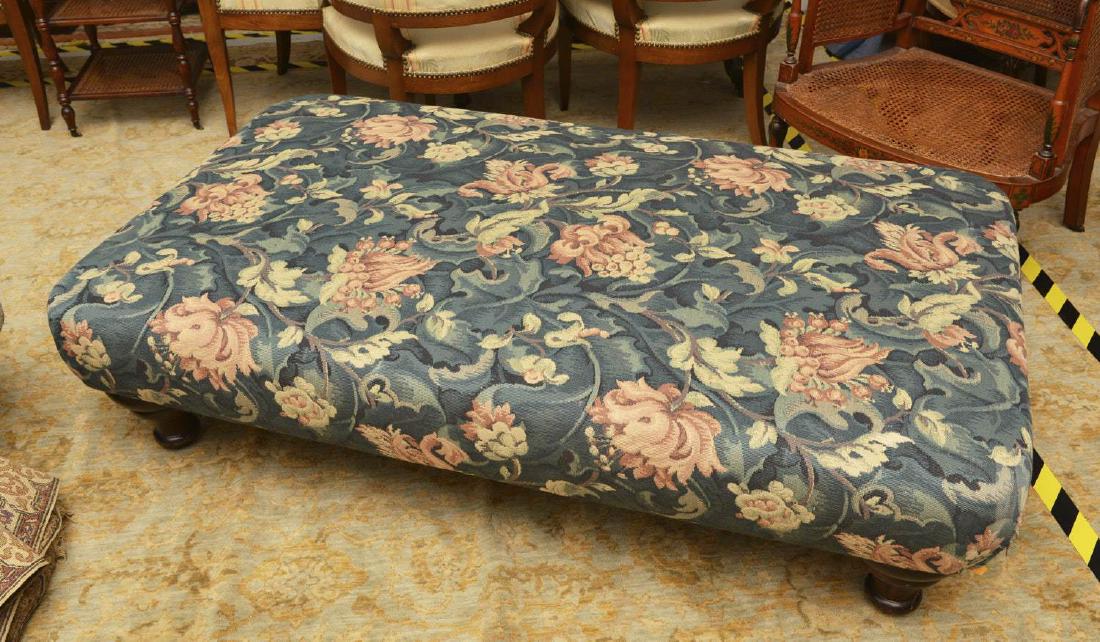 Oversized tapestry upholstered ottoman (1 of 4)