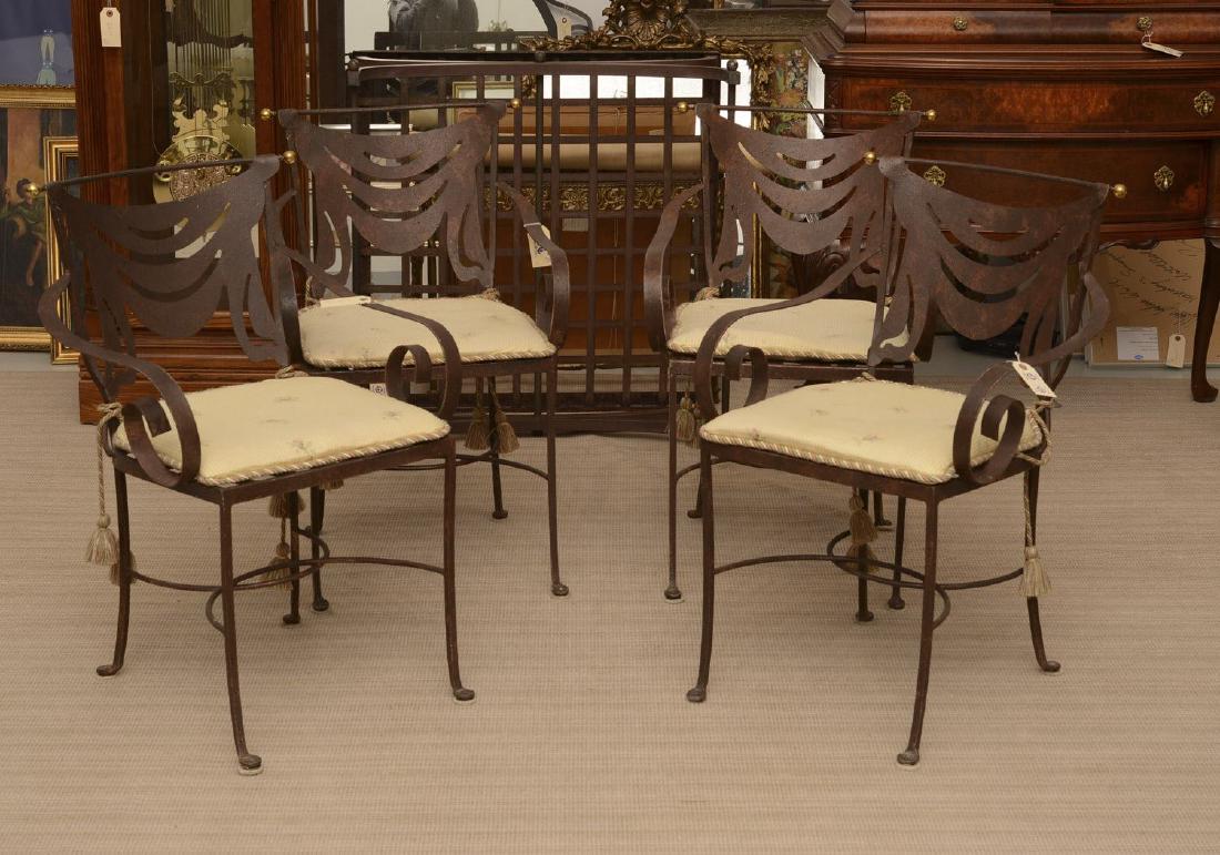 (4) Hollywood Regency style wrought iron armchairs (1 of 6)