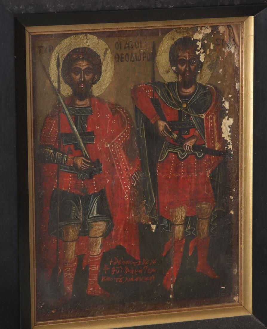 Antique Greek or Russian polychrome icon (1 of 5)