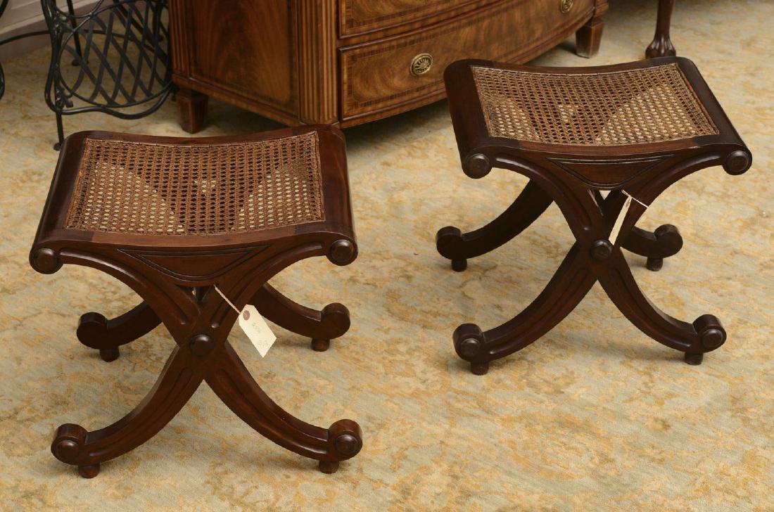 Pair Regency style caned curule stools (1 of 5)