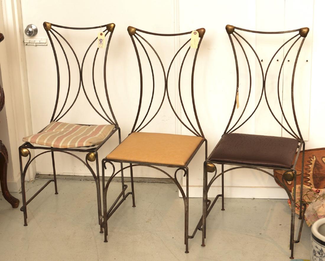 (3) Cartier Showroom wrought steel, brass chairs (1 of 9)