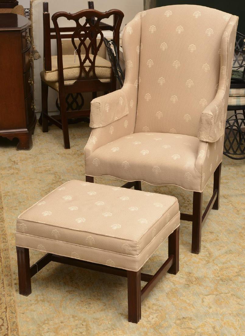 Southwood Chippendale style wing chair and stool (1 of 6)