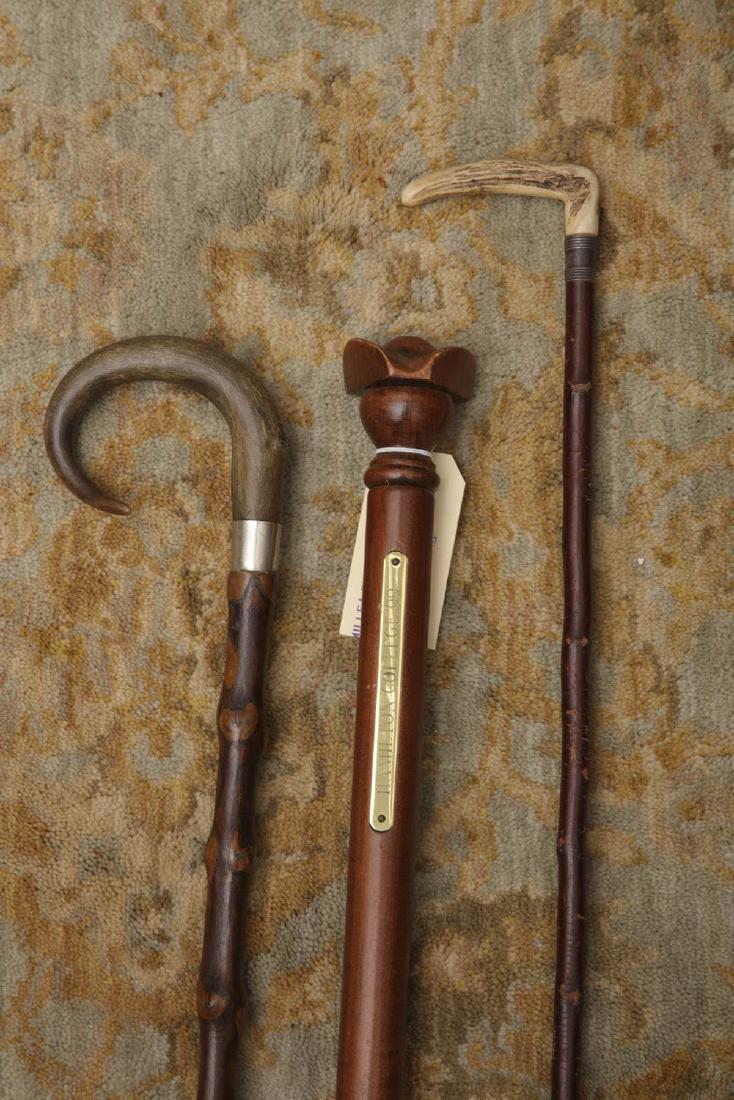 (3) carved and briarwood canes/walking sticks (1 of 6)