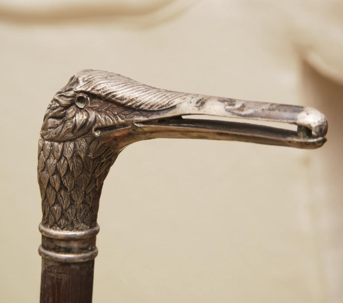 Antique silver or silverplate bird handle cane (1 of 4)
