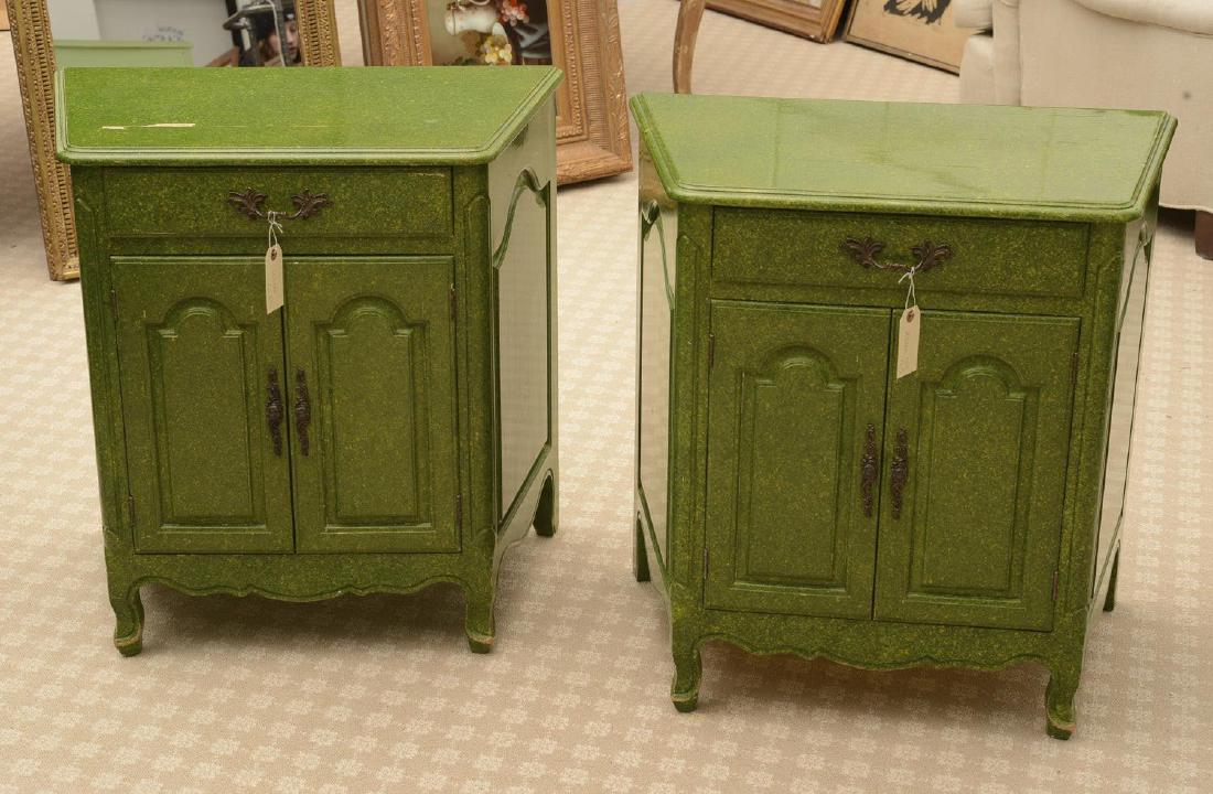 Pair Decorator faux marble lacquered night tables (1 of 7)