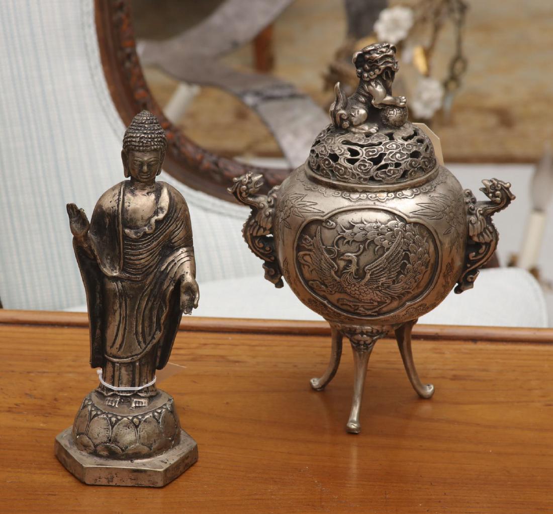 (2) Chinese silvered bronze objects (1 of 6)