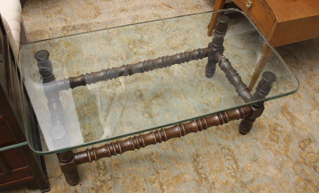 Spanish style fruitwood glass coffee table (1 of 4)