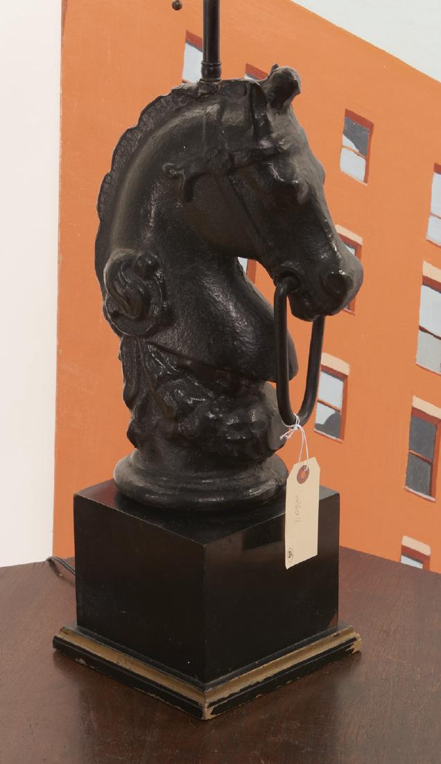 Antique cast iron horse head hitching post lamp (1 of 5)