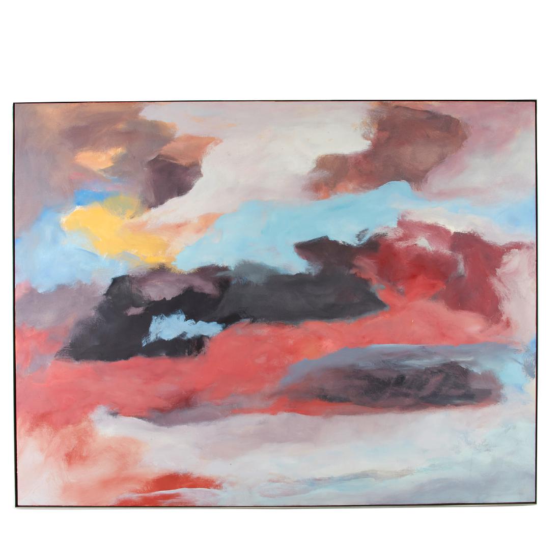 Jon Schueler, painting: Jon Schueler, painting, Jon Schueler (American, 1916-1992), "Gale Force Blues", oil on canvas, unsigned, Corporate Art Directions label verso, 65"h x 84"w (canvas), 66"h x 85"w (framed) Provenance: Fr