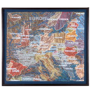 Paula Scher, screenprint: Paula Scher, screenprint, Paula Scher (American, b. 1948), "Europe", 2009, hand-pulled screenprint on handmade paper, from an edition of 90, 41"h x 46"w (sight), 46"h x 52"w (framed) Provenance: Publi