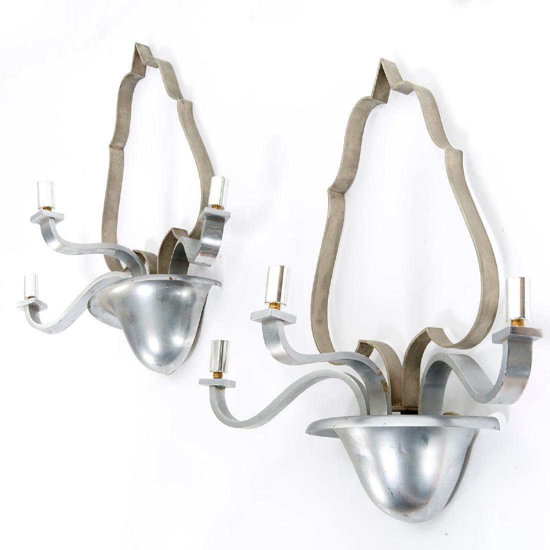 Pair French Moderne aluminum sconces (1 of 7)