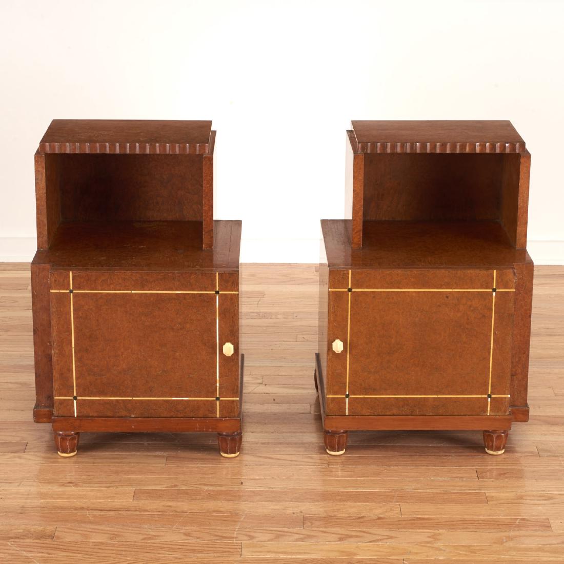 Pair Art Deco inlaid amboyna night tables (1 of 9)