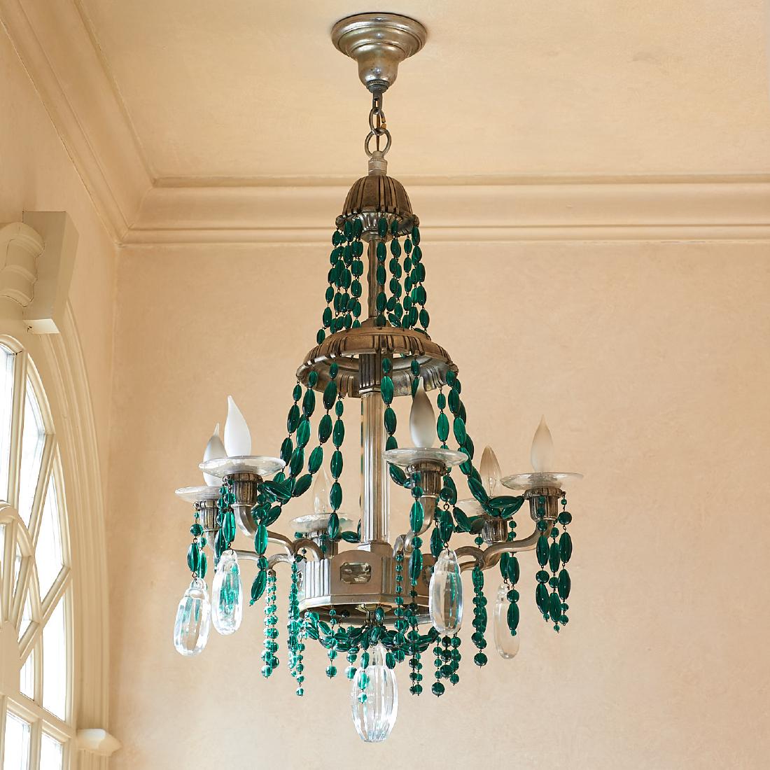 M. Paignant nickeled bronze Art Deco chandelier (1 of 7)